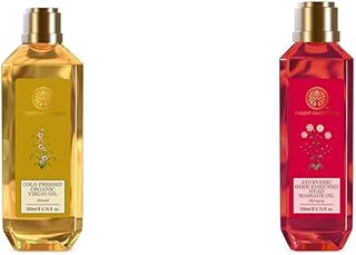 Forest Essentials Organic Cold Pressed Almond Virgin Oil, 200ml &amp; Forest Essentials Ayurvedic Bhring Raj Herb Enriched Hea...