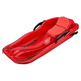 Snow Sled Plastic Toboggan Downhill Pull Sled for Kids Adults with Brakes Pulling Rope and Two Handl