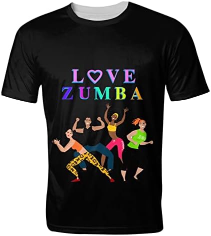 I Love Zumba Unisex 3D Print Couple Double-Sided Short Sleeve Women Men Crew Neck Tee Neck Shirts Leisure Sports