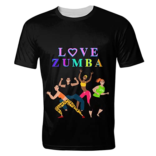 I Love Zumba Unisex 3D Print Couple Double-Sided Short Sleeve Women Men Crew Neck Tee Neck Shirts Leisure Sports #TOP1