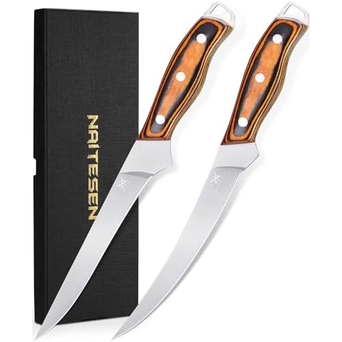 Naitesen Professional Boning Knife and Fillet Knife Set 2 with Gift Box