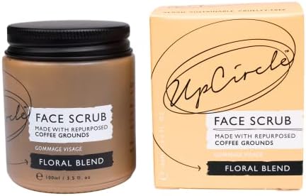 UpCircle Coffee Face Scrub - Floral Blend For Sensitive Skin 3.5oz - Chamomile, Shea Butter, Coconut + Rosehip Oil - Natural, Vegan Face Exfoliator For Soft, Smooth Skin