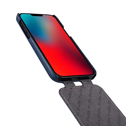 Étui en cuir iPhone 12 Pro Max Melcko bleu housse clapet chic
