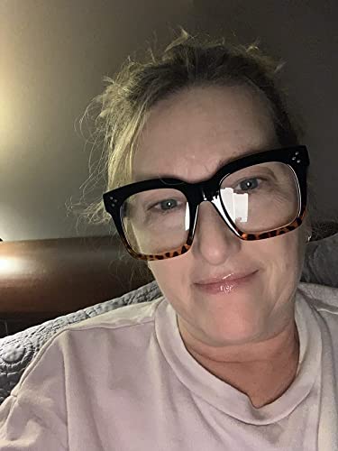 Feisedy Women Men Blue Light Blocking Glasses Frame Oversized Designer Luxury Square Eyewear B2695(Black Gradient Leopard) #TOP1