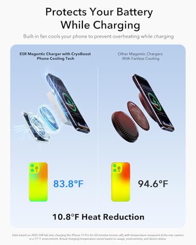Image of ESR for 3 in 1 Charging Station, Qi2.2 Certified 25W MagSafe Charger Stand with CryoBoost, Phone-Cooling Fast Charging Station, for iPhone 17 /16 with iOS 26, AirPods, Apple Watch, White