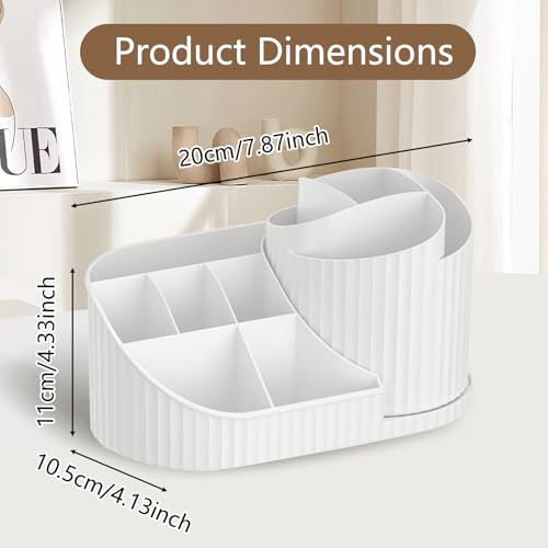 ROEOWENE Kosmetik Make Up Organizer 360 Drehbar Kosmetikaufbewahrung Box Kosmetik Organizers Kosmetikregal Multifunktionale Beauty Organizer für Frisiertisch,Schlafzimmer,Badezimmer Organisation-Weiß