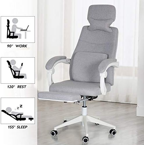 EROMMY Office Chair High Back Executive Chair with Headrest, Flip Up Armrests and Lumbar Support Adjustable Swivel Chair with Footrest Computer Chair Gas lift is SGS Approved (Light Gray)