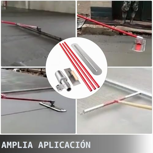 Miniatura 8 de Vevor - Paleta De Hormigón Grande Con 3 Asas De 1,8 M, Pala De Yeso, Hormigón Liso, Navaja Para Acabar, Alisar Y Alisar 1200 X 200 Mm