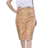 Baisdan Sequin Skirt for Women, Gold Sequin Skirt, Sparkly Skirt for Women, Stretchy Glitter Skirt for Holiday Christmas Party New Years Eve, Gold, Medium