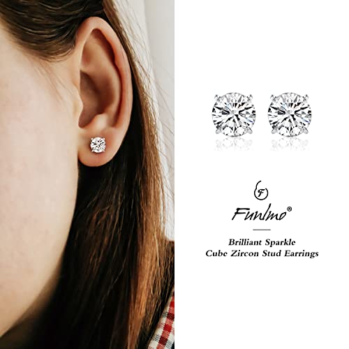 Funlmo 1 Pair Implant Grade Titanium Stud Earrings Set Hypoallergenic 3Mm Cubic Zirconia Silver Earrings For Women Girls For Men For Sensitive Ear #TOP2