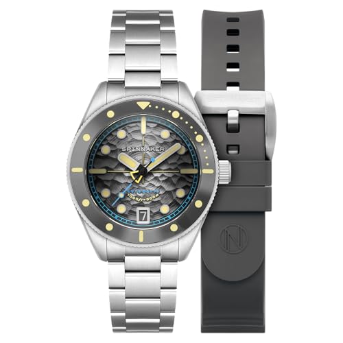 Spinnaker Mens 42mm Challenger Automatic Mist Grey Watch with Solid Stainless Steel Bracelet SP-5159-44