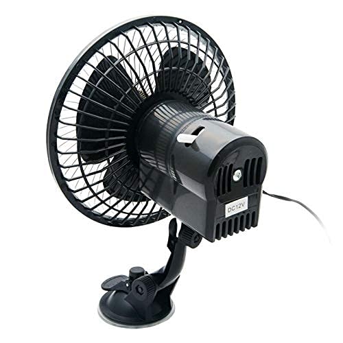 Baceyong Oscylacyjny wentylator chłodzący do samochodu ciężarowego, 12 V/24 V, 6", do użytku na zewnątrz, na kemping, do samochodu, uchwyt na deskę rozdzielczą, chłodzenie obrót o 360 stopni