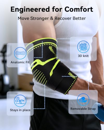 Elbow Brace for Women&Men, Elbow Compression Sleeve with Adjustable Strap | Breathable Elbow Support with Gel Pad for Arthritis, Tendonitis, Tennis Elbow & Golfers Elbow, Workout & Everyday Use