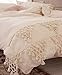 Ivory Duvet Cover King Boho Cotton Tassel Bedspreads Comforter Quilt Cover , 86inx90in