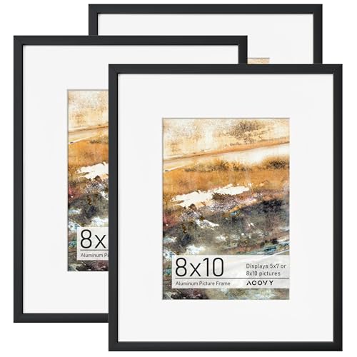 8x10 Picture Frame, Aluminum 8x10 Frame Matted to 5x7, 8