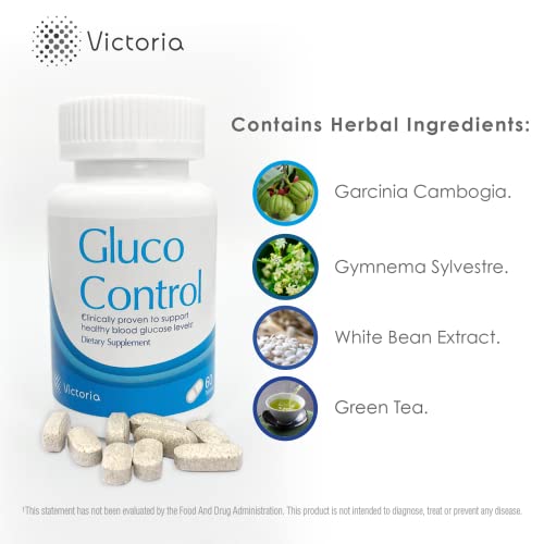 Dr. T Gluco Control Dietary Supplement - Garcinia Cambogia, Gymnema Sylvestre, White Kidney Bean Extract, Green Tea - 60 Capsules #TOP5