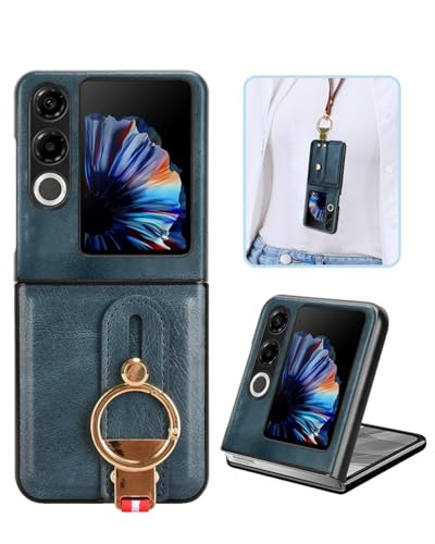 Nubia flip 2 �p �P�[�X YAJOJO ���ƃL�b�N�X�^���h�@�\ ���|�� �X�g���b�v�t�� �ϏՌ� �����Y�ی� ���烌�U�[�[ + TPU�P�[�X �v�̎��� ��ʃ����Y�ی� �����h�~ �g�уJ�o�[ �w��h�~ Nubia flip 2 �Ή� (�u���[)