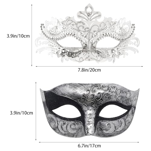 Image of Coddsmz Couple Masquerade Mask Set - Venetian & Mardi Gras Mask for Women & Men