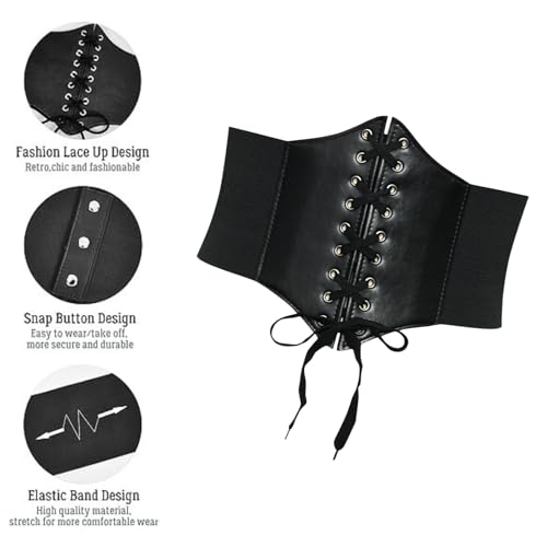 Corsets for Women Wide Elastic Tied Belts Lace-up Corset Elastic Stretch Corset Vintage Leather Corsets for Women2