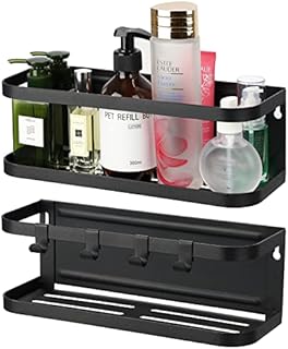 Magnetic Spice Rack 2 Pack Magnetic Refrigerator Shelf Wall Mount Metal Seasoning Storage Rack Fridge Organizer Utensils Towel Book Shelves Home Kitchen Spice Jar Containers Holder W/ 4 Hooks -Black