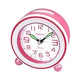  SOCICO Niños Despertadores，Despertadores Despertadores Analógicos para Niños Despertador Silencioso con Manos Luminosas Luz Nocturna para Niños Niñas y Bebés (Rosa)