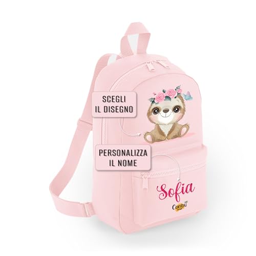 Caribu design Zainetto Bambino/Bambina Personalizzato con Nome - Zaino Piccolo