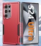 for Samsung Galaxy S24 Ultra Case,Dual Layer Shockproof Protective Cell Phone Cover,Military Grade Drop Proof Protection,Hybrid Matte Textured Rugged Hard Cases,Black+Red