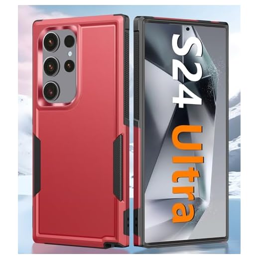 for Samsung Galaxy S24 Ultra Case,Dual Layer Shockproof Protective Cell Phone Cover,Military Grade Drop Proof Protection,Hybrid Matte Textured Rugged Hard Cases,Black+Red