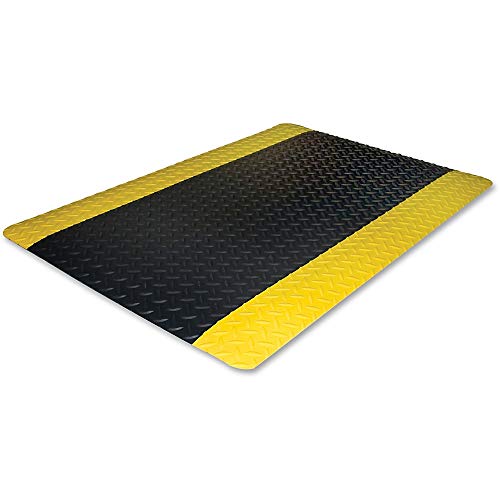 Best Deal 🛒 Genuine Joe Anti-Fatigue Mat with Beveled Edge, 2 by 3-Feet, Yellow Border, Black