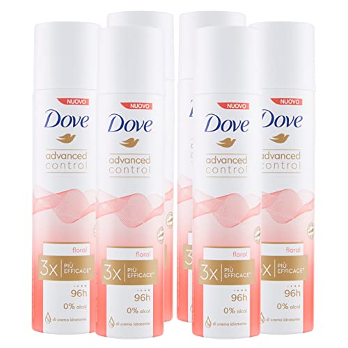 6x deodorante spray Dove Advanced Control Floral 96h 0% Alcol Antitraspirante - 6 Deodoranti da 100ml ognuno