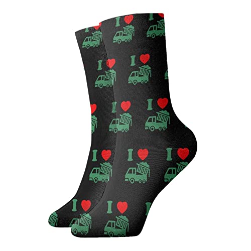 I Heart Love Trash Garbage Trucks Performance Running Sock Comfort Sox Light Bobbysocks Casual Socks for Mens and Womens