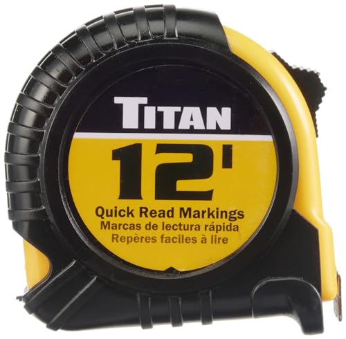 Titan 10904 Tape Measure with Easy-Read Standard Markings and Durable Case, 12-Foot