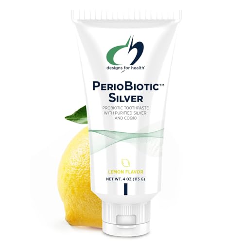 Designs for Health PerioBiotic Silver Hydroxyapatite Toothpaste - Fluoride Free Toothpaste with Oral Probiotics with Whitening Hydroxyapatite - Supports Gum Health & Remineralization (4oz Lemon)