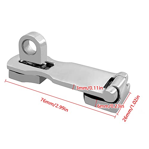 2 Pieces Boat Door Hasps 3 Inch Stainless Steel Marine Latch with Turning Padlock Eye Mount for Yacht Boat Watercraft Electrolytic Polishing Surface Silver