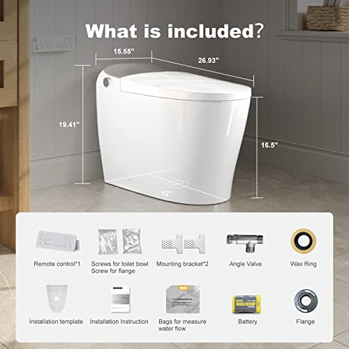 Uncle Brown Luxury Smart Toilet With Bidet Built In, Bidet Toilet With Heated Seat, Elongated Japanese Toilet With Automatic Flush, Dryer, Night Light, Digital Display #TOP7