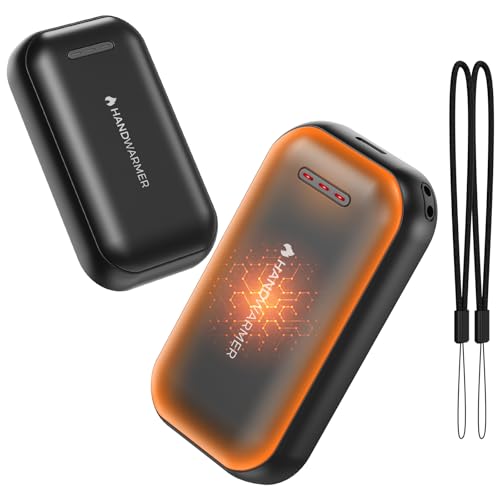 Scaldamani Elettrico Ricaricabile USB 2 Pezzi, Scalda Mani Portatile Tascabile 6000mAh, Riutilizzabile con 3 Livelli di Calore, Scaldino Elettrico per Outdoor, Campeggio, Sci e Regalo Invernale