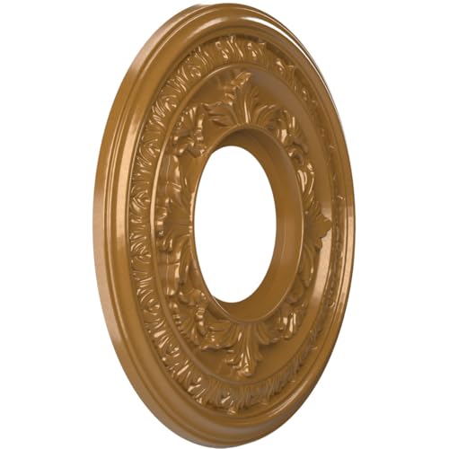 Image of Ekena Millwork CMP10BADVG Baltimore Thermoformed PVC Ceiling Medallion (Fits Canopies up to 4 1 /4 inch), 10 inchOD x 3 1 /2 inchID x 3 /4 inchP, Universal Aged Metallic Vintage Gold