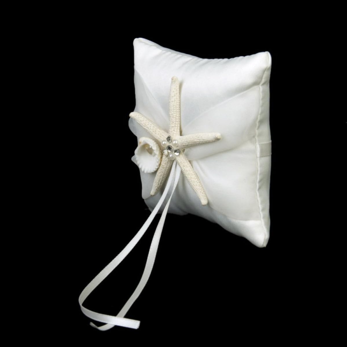 VICASKY Wedding Ring Bearer Pillow 10cm White Satin Star Cushion