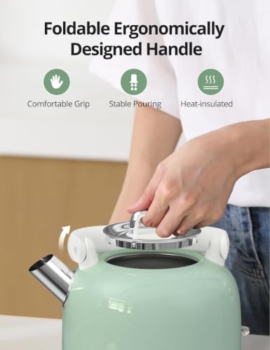 Electric Tea Kettle, 1500W Electric Kettle for Boiling Water, Food Grade Stainless Steel 2L Tea Kettle with Ergonomic Handle, Hot Water Boiler Auto Shut-off, Boil-Dry Protection — view 3