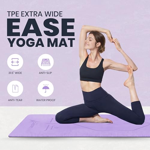 Image of JASPO Ease Yoga Mat 6mm Extra Wide with Carry Strap & Bag, Non-Slip Anti-Skid Exercise Mat, Non-Toxic Latex-Free, Lightweight & Tear-Resistant Workout Mat for Yoga, Pilates, Meditation & Home Gym (6ft X 2.62ft) (Purple)