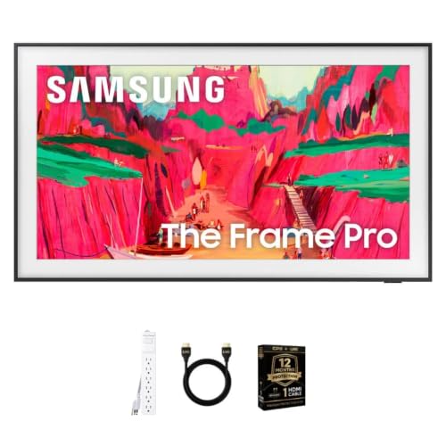 Samsung 65" Frame Pro Neo QLED 4K TV + HDMI + 1-Year CPS + Surge | Samsung 65" The Frame Pro 4K Neo QLED TV with HDMI cable, surge protector and 12-month CPS plan
