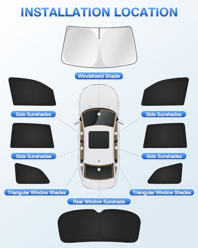 Image of Canvcle Sunshades for Honda Pilot 2016-2022 Accessories Windshield Sun Shade Side Rear Window Shade Cover Sun Visor Shield Privacy Protection Keep Vehicle Cool Black 8PCS