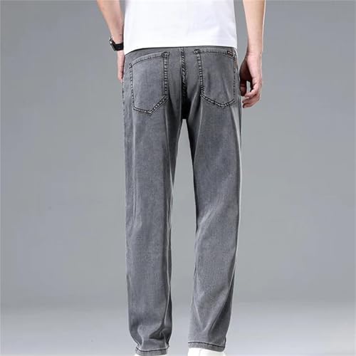 Men's Spring Fall Jeans – Thin Baggy Straight Denim Pants, High-Waisted Office Business Casual Trousers4