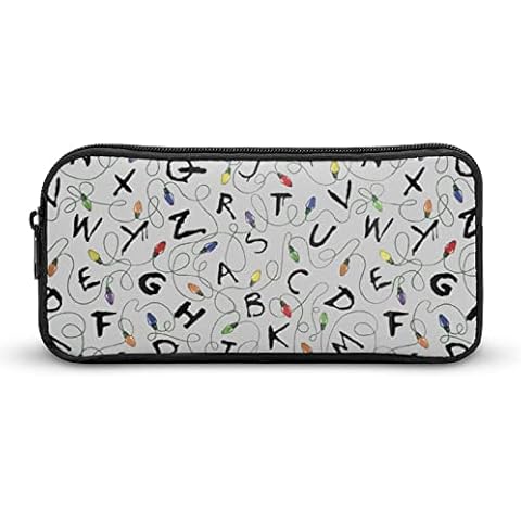BAIKUTOUAN Stranger Letter Things White Pencil Pouch Pen Case Coin Box Stationery Bag Makeup Cosmetic Organizer Office Cover