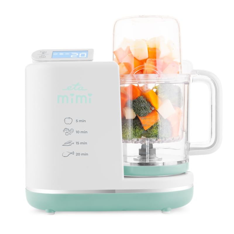 ETA Mimi - Preparador de alimentos para bebés 6 en 1 I Procesador de alimentos para bebés I Vaporizar, mezclar, calentar, descongelar, esterilizar, mantener la temperatura, 2 niveles de velocidad