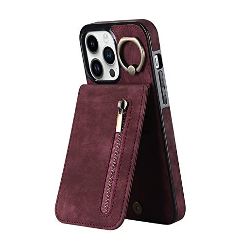 Portefeuille cuir iPhone évite la perte de cartes avec glissière et coque anneau