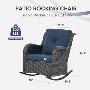 Patio Rocking Chairs Set of 2 Wicker Outdoor Rocking Chairs with High Backrest Wide Armrest All Weather Outdoor Seating for Proch Balcony Deck Garden Brown