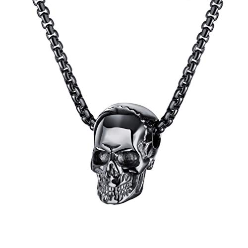 Pendentif tête de mort gothique pour homme en acier inoxydable premium