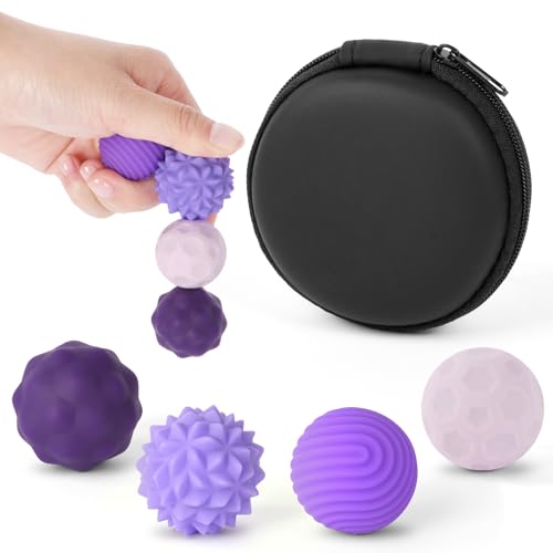 Ainiv Bolas Magnéticas de Silicone Anti-Estresse, 4 unidades de Bola Antiestresse com Texturas Divertidas para Mãos de Adultos e Crianças, Bolinhas Magnéticas Brinquedos Sensoriais (Roxo)