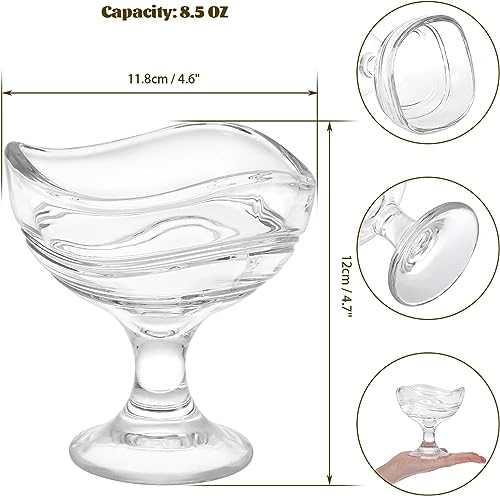 Image of MARTVIA 300ML Ice Cream Glasses Cups Dishes for Desserts, Milkshake,Fruit and Pudding Glass Serving Bowls, Perfect for Home, Restaurants and Parties Dishwasher Safe (Cristalleria Cups, Set of 4)